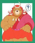  2018 anthro bear black_nose brown_fur clothing dagger_(sdorica_sunset) fur humanoid_hands kumaura721 male mammal overweight overweight_male robe sdorica_sunset simple_background solo 