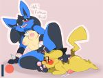  2018 3_toes animal_genitalia anthro backsash blue_fur blush breasts butt canine claws dialogue digital_media_(artwork) duo english_text erection eyewear female fingering foot_fetish foot_lick forced fur glasses hair hindpaw licking lucario male mammal masturbation nintendo nipples nude open_mouth pawpads paws penis pikachu pok&eacute;mon pok&eacute;mon_(species) pussy pussy_juice red_eyes rodent saliva simple_background sitting smile teeth text toe_claws toes tongue tongue_out vaginal vaginal_fingering vaginal_masturbation video_games 