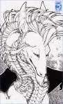  2018 ambiguous_gender dragon feral hair scales shinerai sketch solo traditional_media_(artwork) 