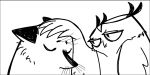  animated avian bird black_and_white boggartowl canine digital_drawing_(artwork) digital_media_(artwork) feral fox line_art mammal monochrome owl owl_(boggartowl) sad simple_background white_background 