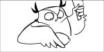  animated avian bird black_and_white blood boggartowl knife lemon line_art monochrome owl owl_(boggartowl) russian_text simple_background solo text translated white_background 