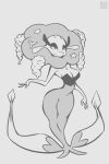  breasts cleavage clothed clothing flora_fauna florges flower monochrome nintendo plant pok&eacute;mon pok&eacute;mon_(species) simple_background solo video_games white_background wide_hips xu53r 