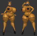 3d_(artwork) animatronic anthro areola avian bedroom_eyes big_breasts bird black_sclera blush blush_stickers breasts camel_toe chicken clothing cyanu digital_media_(artwork) female fishnet fishnet_legwear five_nights_at_freddy&#039;s five_nights_at_freddy&#039;s_2 footwear galliform gallus_(genus) gesture hand_on_hip hi_res high_heels huge_breasts legwear looking_at_viewer machine narrowed_eyes non-mammal_breasts orange_areola pasties phasianid robot scottgames seductive sharp_teeth smile solo teeth thick_thighs tongue tongue_out toy_chica_(fnaf) v_sign white_eyes