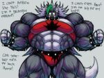 abs anthro big_muscles big_pecs breasts canid canine canis claws clothing collar ear_piercing ear_ring female five_nights_at_freddy&#039;s five_nights_at_freddy&#039;s:_security_breach fur green_hair grey_body grey_fur growth hair huge_muscles huge_pecs huge_thighs hyper hyper_muscles long_tail mama_mj_(artist) mammal midriff multicolored_body multicolored_fur muscle_growth muscular muscular_anthro muscular_arms muscular_female muscular_legs muscular_thighs pecs piercing purple_eyes red_clothing ring_piercing roxanne_wolf_(fnaf) scottgames solo spiked_collar spikes steel_wool_studios tail thick_thighs tight_clothing vein veiny_muscles white_body white_fur wolf yellow_eyes