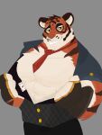 absurd_res anthro clothing epic_games felid fortnite hi_res male male/male mammal oscar_(fortnite) pantherine pecs solo tiger