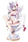  1girl aina_rive angel_wings animal_ear_fluff animal_ears ankle_cuffs antenna_hair babydoll barefoot blue_eyes blush bow breasts cat_ears cat_girl cat_tail cleavage column commentary duplicate frilled_babydoll full_body hair_bow hair_intakes hand_on_own_chest heterochromia large_breasts long_bangs long_hair looking_at_viewer mauve original pillar pixel-perfect_duplicate red_bow sitting solo tail tail_bow tail_ornament thigh_strap thighs very_long_hair white_hair wings wrist_cuffs yellow_eyes 