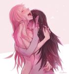  adventure_time arms_around_waist black_hair blush breasts closed_eyes commentary_request drooling grey_skin haidara head_down head_tilt highres hug licking long_hair marceline_abadeer moaning multiple_girls nude open_mouth pink_hair pink_skin pointy_ears princess_bonnibel_bubblegum saliva sweat upper_body very_long_hair yuri 
