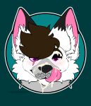 absurd_res anthro arctic_fox blush bodily_fluids brown_hair canid canine cum cum_drip cum_on_face dripping fox fur genital_fluids hair hi_res jaxson_fox_(jaxsonbellfox) licking licking_cum licking_lips licking_own_lips male mammal pigeongamingart pink_eyes solo tongue tongue_out white_body white_fur