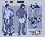 absurd_res anthro big_tail butt frenhm genitals hand_on_hip hi_res humanoid_genitalia humanoid_penis male model_sheet musclegut penis rear_view reptile scalie shapeshifting snake solo tail teeth tongue