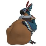 1:1 alpha_channel anthro avian avian_feet beak belly big_belly bird black_beak fatal_vore feathered_wings feathers hi_res male multicolored_body reddyy scarf solo vore wings