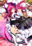 asymmetrical_horns bare_shoulders blue_eyes corset curled_horns detached_sleeves dragon_girl dragon_horns dragon_tail dress elizabeth_bathory_(fate) elizabeth_bathory_(fate)_(all) fate/extra fate/extra_ccc fate_(series) flat_chest horns ice_(ice_aptx) idol layered_dress long_hair lying nail_polish on_side pink_hair pink_nails pointy_ears sleeveless sleeveless_dress solo stuffed_animal stuffed_toy tail teddy_bear two_side_up 