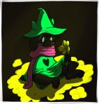  ambiguous_gender anthro black_fur blush caprine clothing deltarune eyewear flower fur glasses goat hat mammal plant ralsei scarf simple_background slowderpyguy solo video_games 