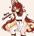 &lt;3 2023 anthro apple_bunny_(bulochka) biped blonde_hair bottomless bow_ribbon breasts bulochka christmas clothed clothing countershade_face countershade_fur countershade_torso countershading digital_media_(artwork) english_text eyelashes female fur hair hair_over_eye heart_(marking) hi_res holidays lagomorph leporid long_hair looking_at_viewer mammal merry_christmas multicolored_hair one_eye_obstructed rabbit red_hair ribbons simple_background solo tan_body tan_fur text two_tone_hair white_body white_fur