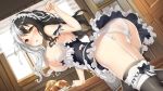  ass breasts cameltoe fist_of_love game_cg heterochromia maid nipples no_bra pantsu see_through skirt_lift stockings thighhighs torn_clothes yusan 