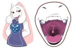 2023 anthro boss_monster bovid breasts caprine close-up clothing digital_media_(artwork) female fur gaping_mouth horn lecigzz mammal mature_anthro mature_female mouth_shot open_mouth simple_background solo teeth tongue toriel undertale undertale_(series) white_body white_fur