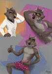 2023 absurd_res anthro bulge canid canine canis clothing dreamworks eyewear foreskin genitals gesture glasses hi_res humanoid_genitalia humanoid_penis jazcabungcal looking_at_viewer male mammal mr._wolf_(the_bad_guys) necktie penis smile solo the_bad_guys thumbs_up tongue tongue_out underwear wolf
