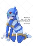  1girl armor blue_armor blue_eyes blue_helmet commentary_request fairy_leviathan_(mega_man) forehead_jewel full_body helmet highres mega_man_(series) mega_man_zero_(series) simple_background solo white_background yamanashi_taiki 