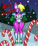 2023 animate_inanimate ankle_strap_heels anthro aygee big_breasts bikini blonde_hair breasts candy candy_cane candy_cane_in_mouth canid canine canis christmas cleavage clothed clothing dessert domestic_dog female food footwear glistening glistening_body green_eyes green_high_heels hair hi_res high_heels holidays husky inflatable living_inflatable mammal merry_christmas night nordic_sled_dog one_eye_closed outside pink_body red_bikini red_bikini_bottom red_bikini_top red_clothing red_swimwear side-tie_bikini skimpy snow snowing sofi_(aygee) solo spitz standing string_bikini swimwear white_body wide_hips