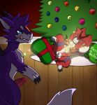 balls bandai_namco bdsm bondage bound chicostyx christmas digimon digimon_(species) dorumon dragon erection fanmon father_(lore) father_and_child_(lore) father_and_son_(lore) fur genitals guilmon hair hi_res holidays hybrid incest_(lore) janus_the_dorumon lights male male/male parent_(lore) parent_and_child_(lore) parent_and_son_(lore) penis plant reptile scalie son_(lore) tree x-digimon yol_the_vulpdramon