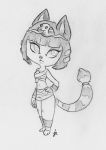  2016 animal_crossing ankha_(animal_crossing) bandage clothing feline female hand_on_hip mammal nintendo sketch solo spiral_eyes swiftcutter traditional_media_(artwork) video_games 