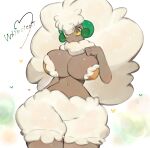 &lt;3 absurd_res anthro big_breasts breasts cotton female fur generation_5_pokemon hi_res humanoid nintendo pokemon pokemon_(species) simple_background solo thick_thighs togetoge whimsicott wide_hips wool_(fur) yellow_eyes