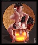  2018 anthro anus big_breasts breasts butt canine female food fox fruit glowing glowing_eyes grin halloween hand_on_butt holding_butt holidays llmixll mammal presenting presenting_anus presenting_hindquarters puffy_anus pumpkin pussy rear_view red_eyes smile solo spread_butt spreading tena_teardrop 