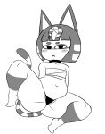  animal_crossing ankha_(animal_crossing) bandage blush chest_wraps clothing feline female looking_at_viewer mammal nintendo panties sitting sketch slightly_chubby solo spread_legs spreading thick_thighs thong underwear unknown_artist video_games wraps 