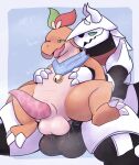 absurd_res aggron anal anal_penetration appletun balls blush bodily_fluids claws cranberryfiend dragon dragonite generation_1_pokemon generation_3_pokemon generation_8_pokemon genital_fluids genitals hi_res male male/male male_penetrated male_penetrating male_penetrating_male nintendo nude on_lap open_mouth penetration pokemon pokemon_(species) sex simple_background tail tender_(tenderderg) tenderderg