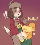 &lt;3 absurd_res animal_crossing animal_genitalia anthro balls blush brother_(lore) brother_and_sister_(lore) canid canine canis clothing digby_(animal_crossing) domestic_dog duo female fully_sheathed genitals hand_on_balls hi_res incest_(lore) isabelle_(animal_crossing) kissing male male/female mammal mistletoe nintendo onomatopoeia penis penis_kissing plant porldraws sheath sheath_kiss shih_tzu sibling_(lore) simple_background sister_(lore) sound_effects sweater text topwear toy_dog twincest_(lore) twins_(lore)