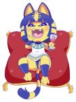  &lt;3 &lt;3_eyes animal_crossing ankha_(animal_crossing) beverage blush clothing egyptian feline female laugh looking_at_viewer lying mammal nintendo panties pillow solo underwear video_games 