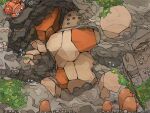  aomon_(yuuji7604) buried diglett dirt dugtrio highres looking_at_another moss mushroom no_humans on_wall outdoors paras partially_buried pokemon pokemon_(creature) regirock rock 