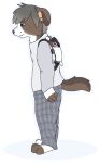 2015 aliasing alpha_channel anthro backpack bluekyokitty bottomwear brown_body brown_fur brown_hair brown_nose button_ears canid canine canis clothing digital_drawing_(artwork) digital_media_(artwork) domestic_dog eyebrows flat_colors floppy_ears full-length_portrait fur green_eyes grey_outline hair half-closed_eyes handpaw hindpaw male mammal narrowed_eyes outline pajama_pants pajamas pants pattern_bottomwear pattern_clothing pattern_pants paws pink_inner_ear plaid plaid_bottomwear plaid_clothing plaid_pants plantigrade portrait sebdoggo side_view simple_background smile snout solo standing tail transparent_background white_body white_fur