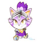  1girl animal_ears armor blaze_the_cat cat_ears cat_girl furry furry_female gauntlets gold_necklace jewelry kusunoki_cherry necklace percival_(sonic) ponytail purple_fur shoulder_armor simple_background sonic_(series) sonic_and_the_black_knight visor_(armor) white_background yellow_eyes 