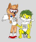 anthro ball bottomwear bottomwear_down canid canine canis clothed clothing duo ehnesseph_w felid fifa handjob hi_res leopard male male/male mammal mascot pantherine pants pants_down partially_clothed penile sex soccer_ball wolf zabivaka zakumi