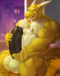  anthro balls big_balls big_penis cum cum_in_mouth cum_in_own_mouth cum_inside cum_on_chest cum_on_self cum_on_tongue cumshot dragon dwalker ejaculation erection huge_balls huge_penis humanoid_penis inside male masturbation muscular muscular_male orgasm penis solo thick_penis tongue vein 