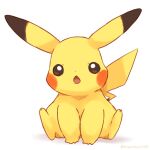  animal_ears colored_skin dot_nose full_body looking_at_viewer misonikomiii no_humans open_mouth pikachu pokemon pokemon_(creature) simple_background solo tail white_background yellow_skin 