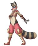  alpha_channel black_nose blue_eyes bottomless brown_fur clothed clothing countershading ears_up embarrassed female fur looking_at_viewer mammal maypul maypul_syrup navel partially_clothed pose procyonid pussy raccoon rivals_of_aether solo striped_tail stripes tan_countershading tan_fur video_games 