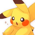  animal_ears colored_skin dot_nose highres misonikomiii no_humans open_mouth pikachu pokemon pokemon_(creature) simple_background solo tail white_background yellow_skin 