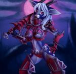  2018 anthro armor blood breasts caprine clothed clothing detailed_background digital_media_(artwork) female goat hair holding_object holding_weapon mammal melee_weapon navel red_eyes shumey skimpy solo standing sword unconvincing_armor weapon white_hair 
