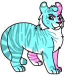 2015 alpha_channel ambiguous_gender blue_body blue_eyebrows blue_eyes blue_fur bluekyokitty cheek_tuft countershade_fur countershading digital_drawing_(artwork) digital_media_(artwork) digitigrade ears_back eyebrows facial_tuft fangs felid feral flat_colors full-length_portrait fur low_res mammal narrowed_eyes pantherine paws pink_body pink_eyebrows pink_fur pink_nose pivoted_ears portrait sebdoggo simple_background smile solo standing striped_body striped_fur stripes tail teeth tiger transparent_background tuft white_body white_countershading white_fur