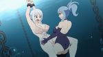 2girls animated animated_gif blue_eyes blue_hair bouncing_breasts breasts cuffs fairy_tail futanari handcuffs juvia_lockser large_breasts lisanna_strauss multiple_girls sex swimsuit underwater_sex vaginal white_hair 