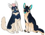2015 aliasing alpha_channel ambiguous_gender blue_body blue_eyes blue_fur blue_inner_ear blue_nose bluekyokitty brown_markings canid canine canis countershading digital_drawing_(artwork) digital_media_(artwork) digitigrade domestic_dog duo eye_contact eyebrows featureless_crotch feral feral_with_hair flat_colors full-length_portrait fur german_shepherd grey_sclera hair head_tilt head_tuft herding_dog inner_ear_fluff looking_at_another mammal markings pastoral_dog paws pink_hair portrait raised_eyebrow sebdoggo simple_background sitting smile snout tail tan_body tan_countershading tan_fur tan_inner_ear_fluff transparent_background tuft white_inner_ear yellow_sclera