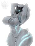 2024 annadark anthro areola big_breasts biped blue_eyes bovid breasts caprine empty_eyes female fur genitals grey_areola grey_nipples hair hands_behind_head hi_res huge_breasts kindred_(lol) lamb_(lol) league_of_legends mammal mask nipples nude portrait pose pussy riot_games sheep simple_background solo thick_thighs three-quarter_portrait white_background white_hair