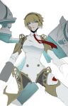  1girl aegis_(persona) android blonde_hair blue_eyes breasts closed_mouth hairband highres igusaharu joints looking_at_viewer persona persona_3 robot_ears robot_joints short_hair simple_background solo white_background 