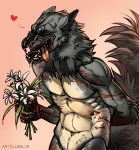  &lt;3 alien anthro blood canine flower lurelin male mammal neck_tuft nude plant sharp_teeth solo teeth tonge_out tuft were werewolf 