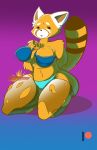  aggressive_retsuko anthro big_breasts biped black_nose bra breasts brown_fur brown_tail cleavage clothed clothing eyes_closed female fur hands_behind_back kneeling legwear mammal multicolored_fur panties patreon red_panda retsuko simple_background smaller_version_at_source solo stockings striped_tail stripes torn_clothing two_tone_fur two_tone_tail underwear voluptuous wardrobe_malfunction white_fur 