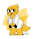  2017 alphys anthro breasts cleavage cloth clothed clothing digital_media_(artwork) eyewear female glasses joaoppereiraus lab_coat lizard open_mouth reptile scalie smile solo teeth undertale video_games 