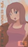  1girl azumanga_daioh catboymachine glasses long_hair mizuhara_koyomi open_mouth tank_top 