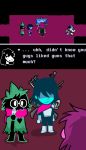  caprine deltarune female goat gun humor kris_(deltarune) lancer_(deltarune) lizard male mammal ralsei ranged_weapon reptile scalie susie_(deltarune) unknown_artist weapon 