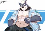  2018 abs absurd_res anthro biceps canine clothed clothing digital_media_(artwork) forgetch fur hi_res male mammal muscular muscular_male nipples open_shirt pecs shirt solo 